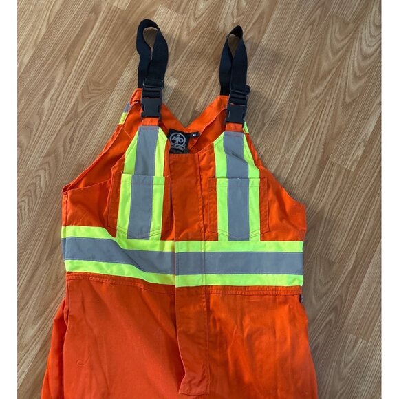 Put It On Hi Vis Orange Bib Overalls Size 44 Reflective Stripes Adjustable - Picture 2 of 10